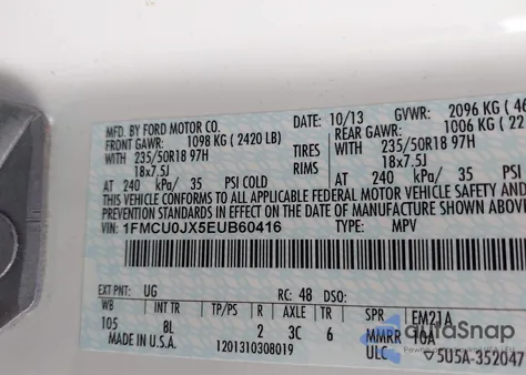 2014 Ford Escape Titanium from USA, damaged, VIN 1FMCU0JX5EUB60416